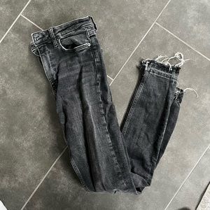 washed black straight jeans